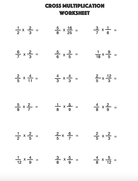 Cross Multiplication Worksheet Free