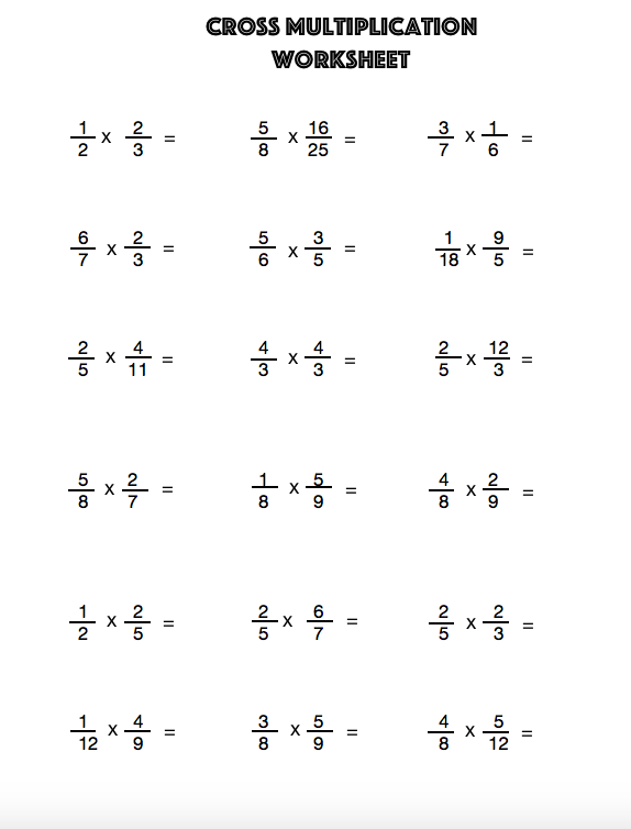 Multiplication Times Tables And Cross Multiplying Fractions Free Worksheets Ed Pursuits